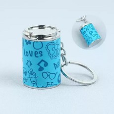 多功能鑰匙扣硬幣筒 簡約零錢罐 小型鑰匙圈掛件, 1個, 存錢罐-壓痕藍