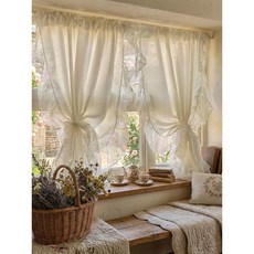 레이스커튼 감성 작은 창 하프 파티션 린넨 창문 커튼 칸막이 문