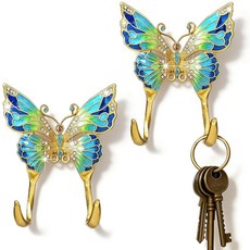 Otoolling 2팩 나비 벽 후크 장식용 빈티지 황동 코트 타월 후크 벽걸이 나사 포함 지갑 모자 열쇠 옷 커튼 튼튼한 욕실 장식, Otoolling 2팩 나비 벽 후크 장식용 빈티지 황