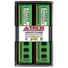 A-Tech 16GB 키트 (2x8GB) DDR3 1866MHz PC3-14900 CL13 UDIMM 2Rx8 1.5V Non-ECC DIMM 240핀 데스크탑 RAM 메모리, 16GB Kit (2 x 8GB)