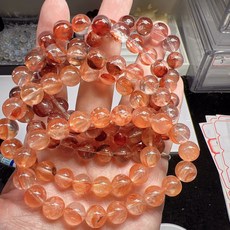 橘紅膠花手串 圓珠設計 9+mm, 詳見包裝, 詳見包裝