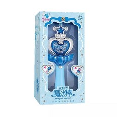 花仙子魔法棒 兒童音樂魔法棒 夢幻燈光玩具 角色扮演道具, 藍色-愛心, 1個