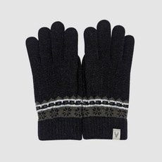 體溫魔術師丨中性雪花皮標保暖針織手套 加厚防風 柔軟親膚 冬季通勤休閒百搭款, 黑, 1個