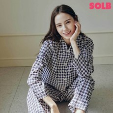 신영와코루 솔브사계절잠옷 면100 소재의 하운드체크 여성잠옷 SPAE104W