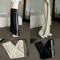 아디다스 여성용 새틴 와이드 트랙 팬츠 트레이닝 바지
