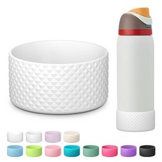 ECLATIS BeON 온Sky 스카이 Owala 물병용 실리콘 부츠 1.2L40온스 Fr2E(넓음)Sip/Twist/Flip 스테인리스 스틸 물병 액세서리용 미끄럼 방지, 40온스, 화이트