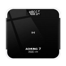 type-c接口電子稱充電款家用體脂秤體重秤電子秤智能智能體脂秤, 1個, 30*28CM, 亮黑色7plus【APP體脂秤】