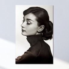 아름다운 여인 오드리햅번 흑백사진 캔버스액자, 25x25cm