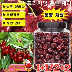 1+1/2+2 [건강 간식] 0지방 프리미엄 말린 체리 무설탕 500g, : 2캔 총500g-*4