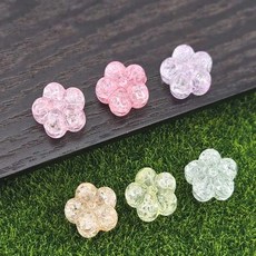 비즈톡 [BG-4-37]볼꾸파츠 아크릴 크랙데이지꽃 통과형 13mm (내경2.2mm) 볼꾸비즈 키링용