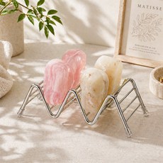 위더스욕실용품 웨이브 논슬립 304 스텐 욕실 물빠짐 비누받침대, 실버, 1개