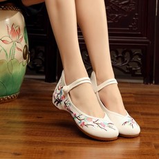 지디오 여성 한복 단화 꽃무늬 플랫 슈즈 캔버스화 꽃신