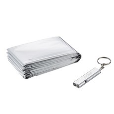 多功能急用組(毯 哨)(歐都納/登山救援/野外求生/防失溫/急難救助/地震包), 詳見包裝, 銀