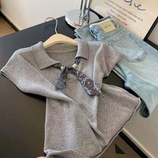 Zoovit 여성 슬림 브이넥 반팔 니트 여름 데일리 니트 반팔티