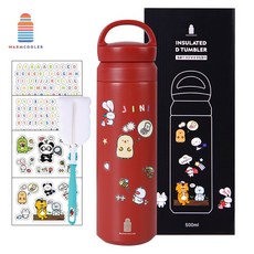 마마픽스 심플 스텐 텀블러 보온 보냉병, D텀블러-레드, 500ml, 1개