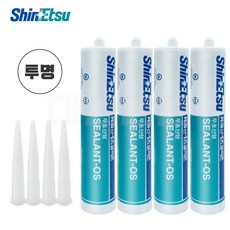 신에츠 무초산 실리콘 투명 방수 걸레받이 창틀 창호용 노즐 세트, 4세트