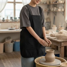 지오노스 프리미엄 미술 공방 작업용 앞치마 타슬란 방수 양면 앞치마 조절가능한 작업복