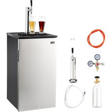 VEVOR 맥주 케게레이터 D 시스템용 싱글 탭 상업용 생맥주 디스펜서 5파운드 CO2 탱크가 있는 풀 사이즈 케그 냉장고 6구볼락 케그 2개 보관 블랙, 1 tap - D system