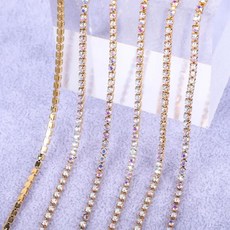 크리스탈 유리 라인석 체인 바닥 바느질 컵 트림, 18. AB with Gold