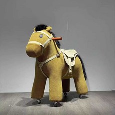 승마장난감 바퀴가 달린 말장난감 말타기 목마 흔들말, 1개, 6. 노랑 망아지