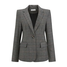 Hobemty 여성용 하운드투스 격자무늬 블레이저 여성용 직장 비즈니스 2025 정장 재킷 블랙 그레이. 미디엄