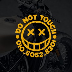 오토바이 주차경고 전화번호스티커 만지지만세요, 1개, 스몰x골드