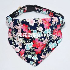 진돗개 시바견 스타일 레드 강아지 목줄 가슴줄 S 목줄, G. 검은 벚꽃 칼라 삼각 스카프