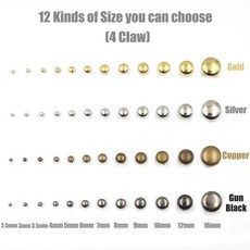 100pcs 2.5-16mm 라운드 돔 리벳 스파이크 스터드 명소 네일 헤드 펑크 록 DIY 가죽 공예 신발 의류 가방 부품 장식, 7mm, 7mm