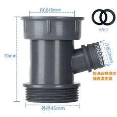 洗菜盆下水管配件 淨水器 溢水三通 洗碗機排水管接頭, 45接口三通