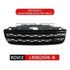ROVCE 프론트 범퍼 ABS 그릴 랜드로버 디스커버리 5 2017-2021 L462 메쉬 블랙 그레이 스타일 자동차 액세, 01 CN, 04 black