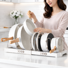 살림하루 간격 조절 공간활용 후라이팬 정리대, 화이트, 1개, 6단
