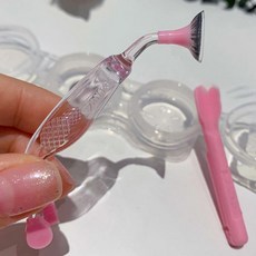 렌즈 흡착 봉 집게 핀셋 도구 화장품 눈 통 케이스 써클 세트 핀셋 여행, 옐로우, 1개
