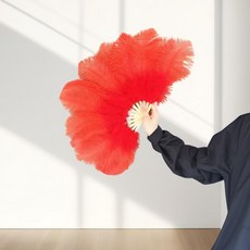 羽毛扇子 舞蹈演出 旗袍直播拍照扇, 紅色, 左手拿扇