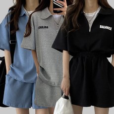 女款夏季寬鬆版型短袖運動服套裝