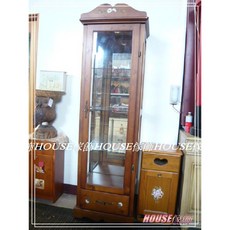 House傢飾 實木維也納彩繪展示櫃 單抽4格玻璃櫃