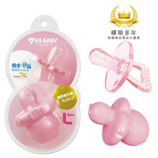 【US baby 優生】安撫奶嘴 標準型 寶寶安睡 超軟奶嘴, 1個, 矽晶安撫奶嘴 (升級版) 標準L-粉
