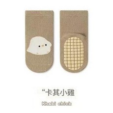 春夏寶寶防滑點膠學步卡通中筒襪 米白狐狸 S碼