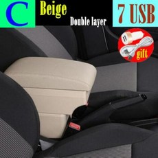 자동차팔걸이 암롤박스 호환 팔걸이 닛산 Tiida C11 인테리어 센터 콘솔 보관함 자동차 액세서리 부품 USB LED, C style Beige 7USB, 19 C style Beige 7USB