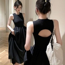 백포인트블랙롱원피스 블랙나시원피스