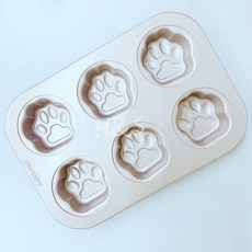 H&S樂購 熊好金不沾6連烤模(熊掌) G7178，不沾黏易脫模，輕鬆製作可愛熊掌造型蛋糕，享受烘焙樂趣, 1個