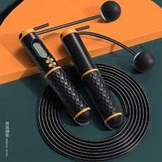 智能計數跳繩 長度可調 體工學握把 耐磨材質 輕巧便攜 LCD顯示螢幕, 黑黃, 1個