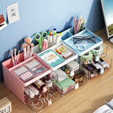 트레분 2칸 서랍 다용도 꽂이 3색 투명아크릴미니서랍 3단미니서랍 3단미니서랍형수납함 아크릴서랍장, 하늘 __ 5개