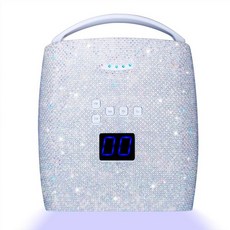 Ayshone 48W 무선 UV LED 네일 램프 충전식 젤 네일 드라이어 핸들 포함 네일 아트 매니큐어 도구 가정 및 미용실용 (펄 다이아몬드), 펄 화이트 다이아몬드