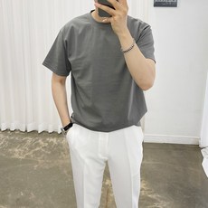 아도르클래식 남성용 쿨 스판 라운드 반팔티