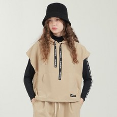 지니골프 스웨이드 후드 루즈핏 골프조끼