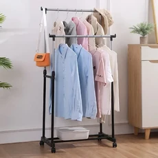 간단한 보관 및 옷 건조대 발코니 침실 바닥에서 천장까지의, 01 Double pole