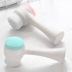 台灣現貨 3D雙面軟毛洗臉刷 洗臉神器 臉部按摩清潔毛孔洗臉按摩刷, 1個, 雙面軟毛洗臉刷-藍色