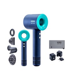 MIDORI美多莉 全球通 高風速溫控負離子吹風機 國際電壓 出國必備, 鍺藍色, 美髮吹頭組