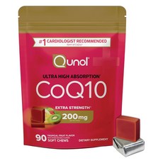 Qunol 輔酶Q10 200毫克 熱帶水果風味軟咀嚼錠, 1個, 90錠