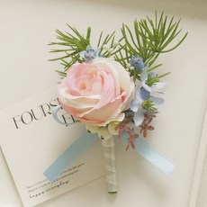 봄부쿠 프리미엄 꽃사지 브로치 부토니에 양복 행사용 조화 꽃 코사지, 1개, 장미C